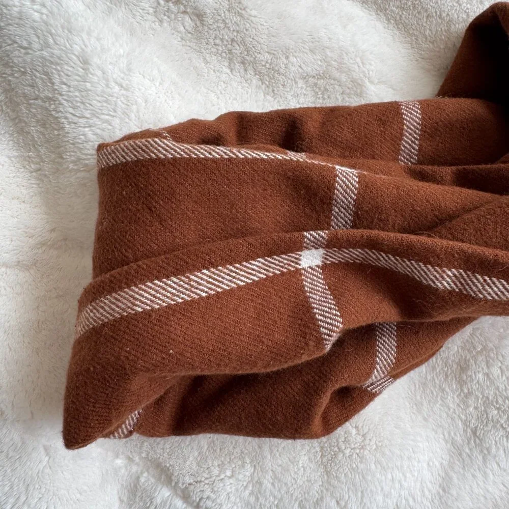 NWT Chic Pup Co Autumn Plaid Dog Scarf, Burnt Orange + White, Size Large